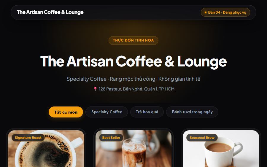 Ảnh trang mẫu Menu QR Quán Cafe & Bistro