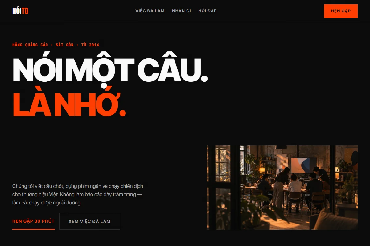 Trang dựng theo phong cách Bold Typography