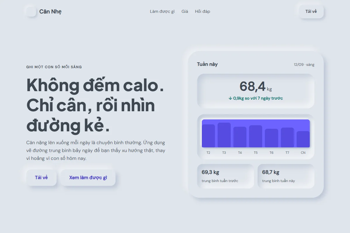 Trang dựng theo phong cách Neumorphism