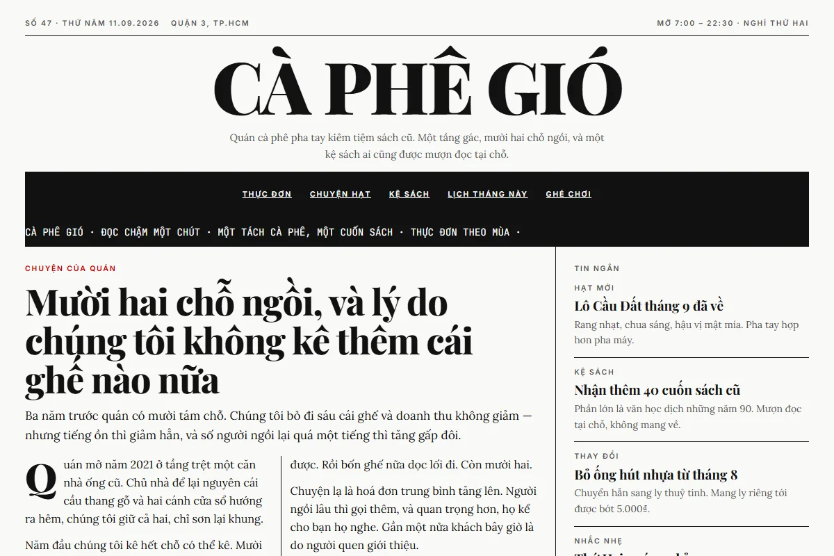 Trang dựng theo phong cách Newsprint