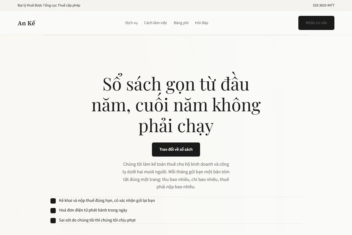 Trang dựng theo phong cách Professional